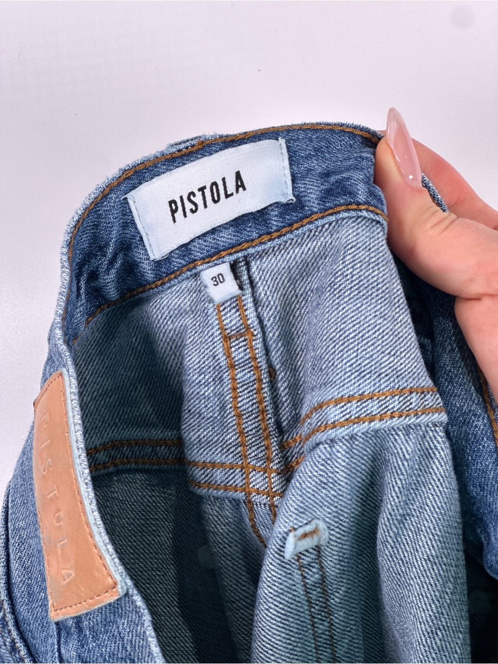 Pistola Presley High Rise Straight Distressed Denim Antidote Blue Size 30 - Picture 6 of 12